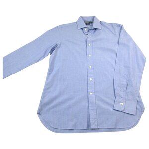 Polo Ralph Lauren Regent Dress Shirt Mens 16 Blue Formal Long Sleeve Button-Up